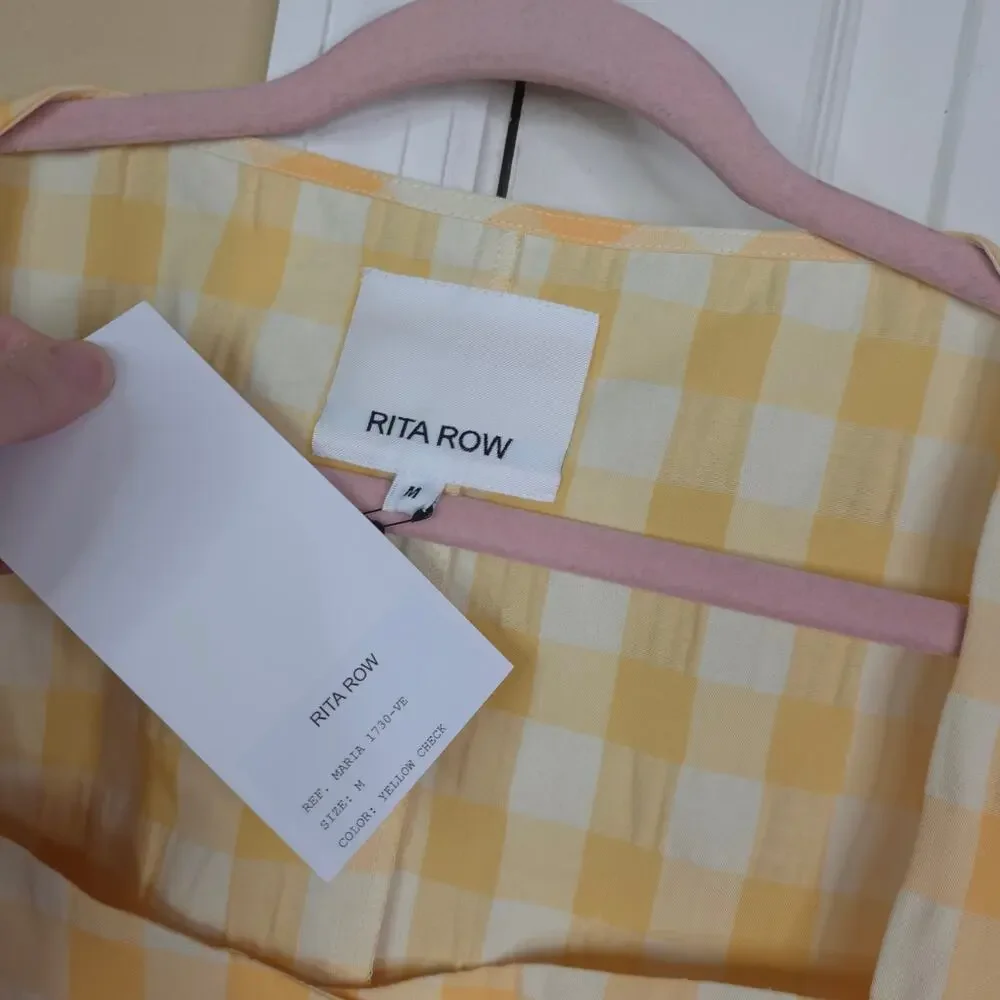 Rita Row Maria Mini Dress in Yellow White Gingham Size M - Picture 9 of 9